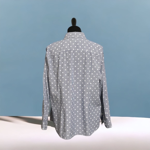 Talbots Blue Stripe Button Up Collar Long Sleeve Shirt Top (1X Petite) - Picture 2 of 4
